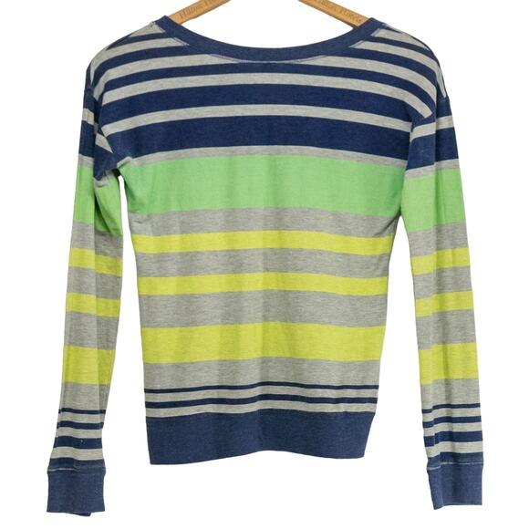 Women's Large T-Shirt POOF Striped Long Sleeve Cotton Blend Pullover Shirt - Picture 2 of 3